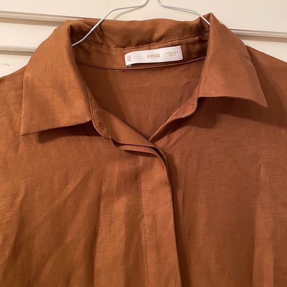 MANGO Puff Sleeve Linen Blouse - Picture 6 of 7